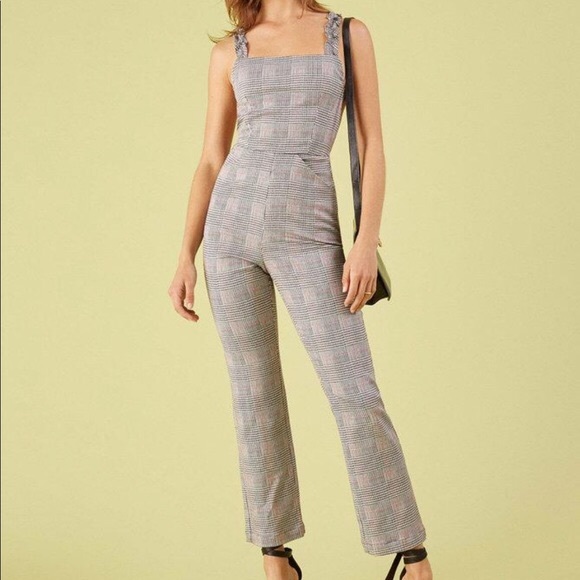 Reformation Pants - Reformation Oakland Plaid Jumpsuit Gray sz 10